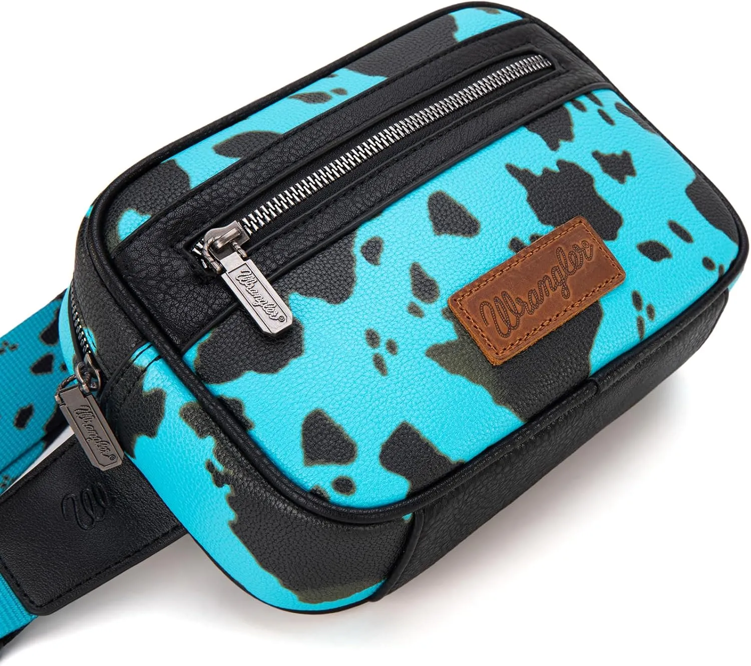 Wrangler Waist Pack for Women Cow Print Fanny Pack Men's Crossbody Belt Bag With Guitar Strap