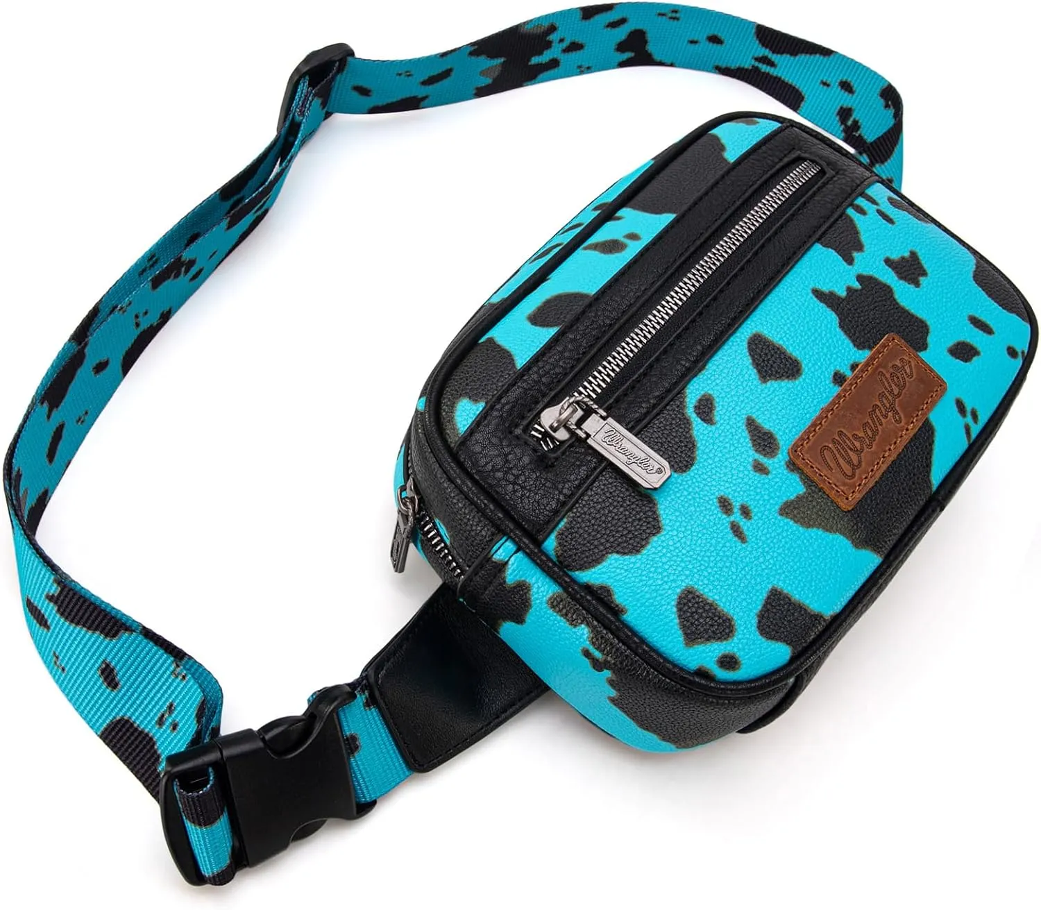 Wrangler Waist Pack for Women Cow Print Fanny Pack Men's Crossbody Belt Bag With Guitar Strap