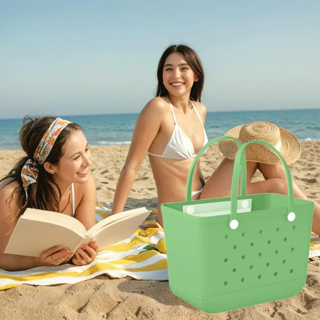 X-Large Rubber Beach Bag Tote Waterproof Tote Bag with Zipper Pocket Modern Travel Tote Bag Sports Beach