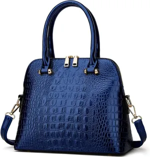 XXGJOALD-Women Crocodile Pattern Handbag Patent Leather Purse Shell Shoulder Bag Top-Handle Satchel Tote Wallet Work Party