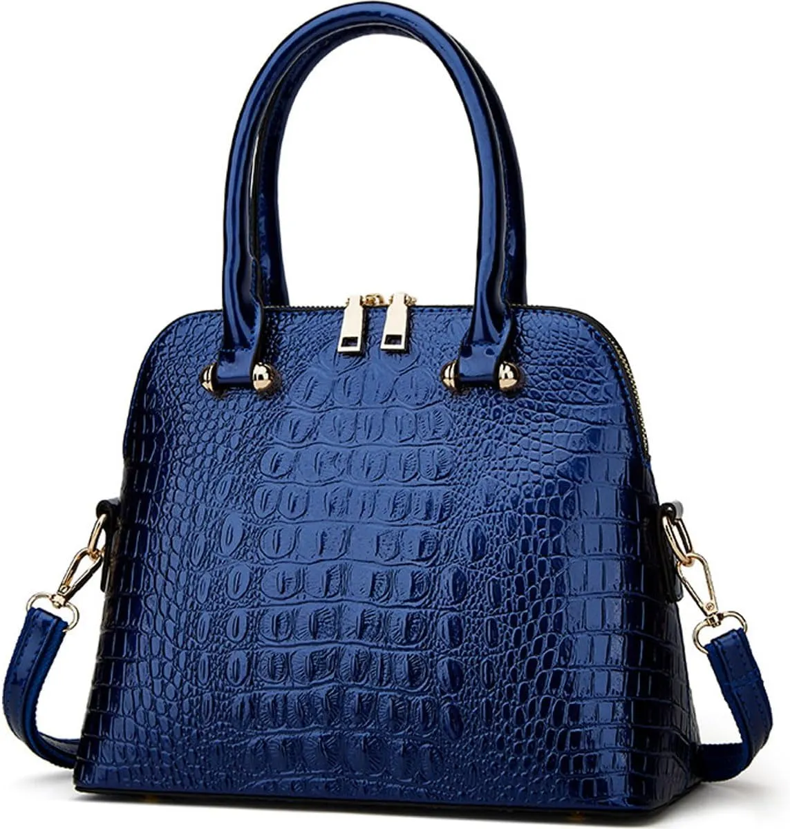 XXGJOALD-Women Crocodile Pattern Handbag Patent Leather Purse Shell Shoulder Bag Top-Handle Satchel Tote Wallet Work Party