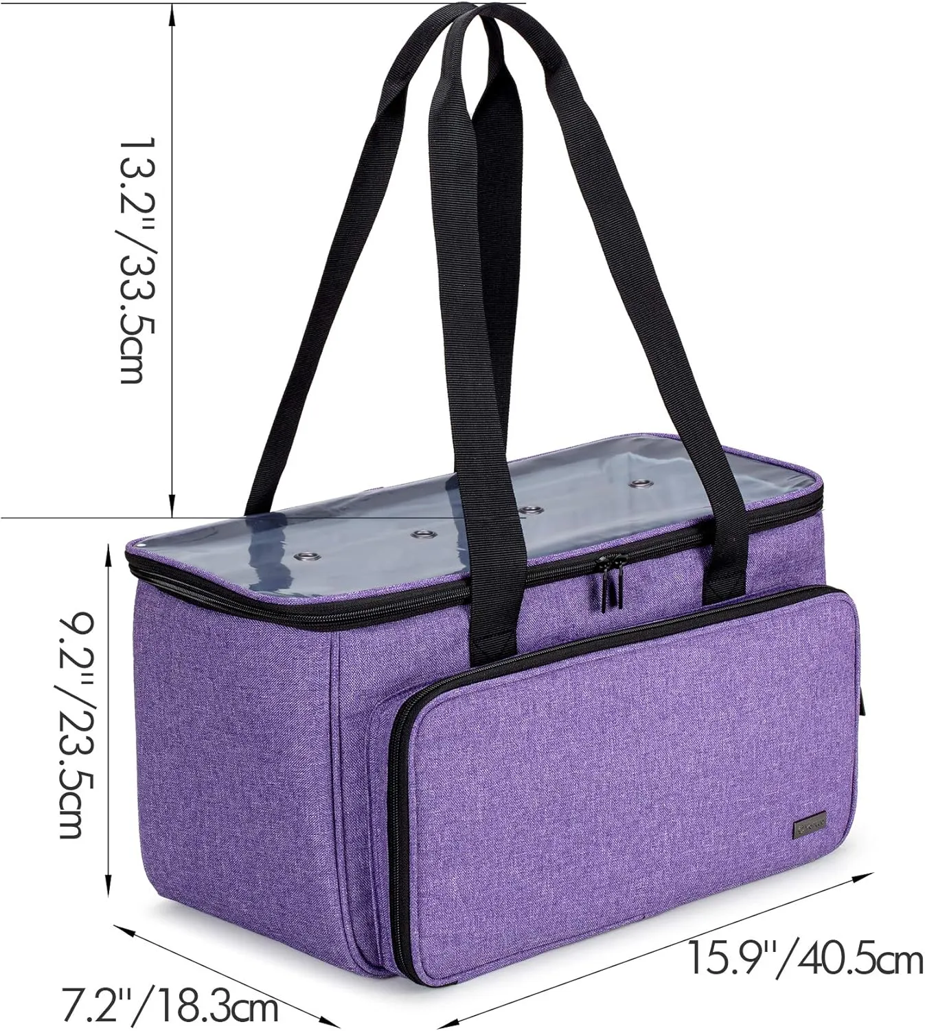 Yarwo Knitting Yarn Bag, Crochet Tote with Pocket for WIP projects, Knitting Needles(Up to 14”) and Skeins of Yarn, Purple (Bag Only)