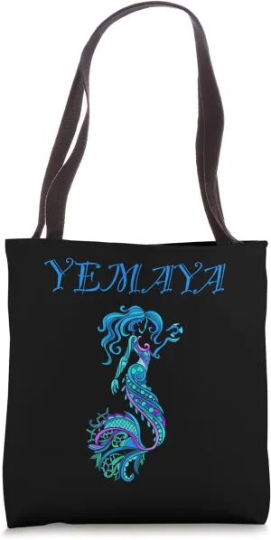 Yemaya Orishas Goddess Ifa Yoruba Religion Gift Water Black Tote Bag