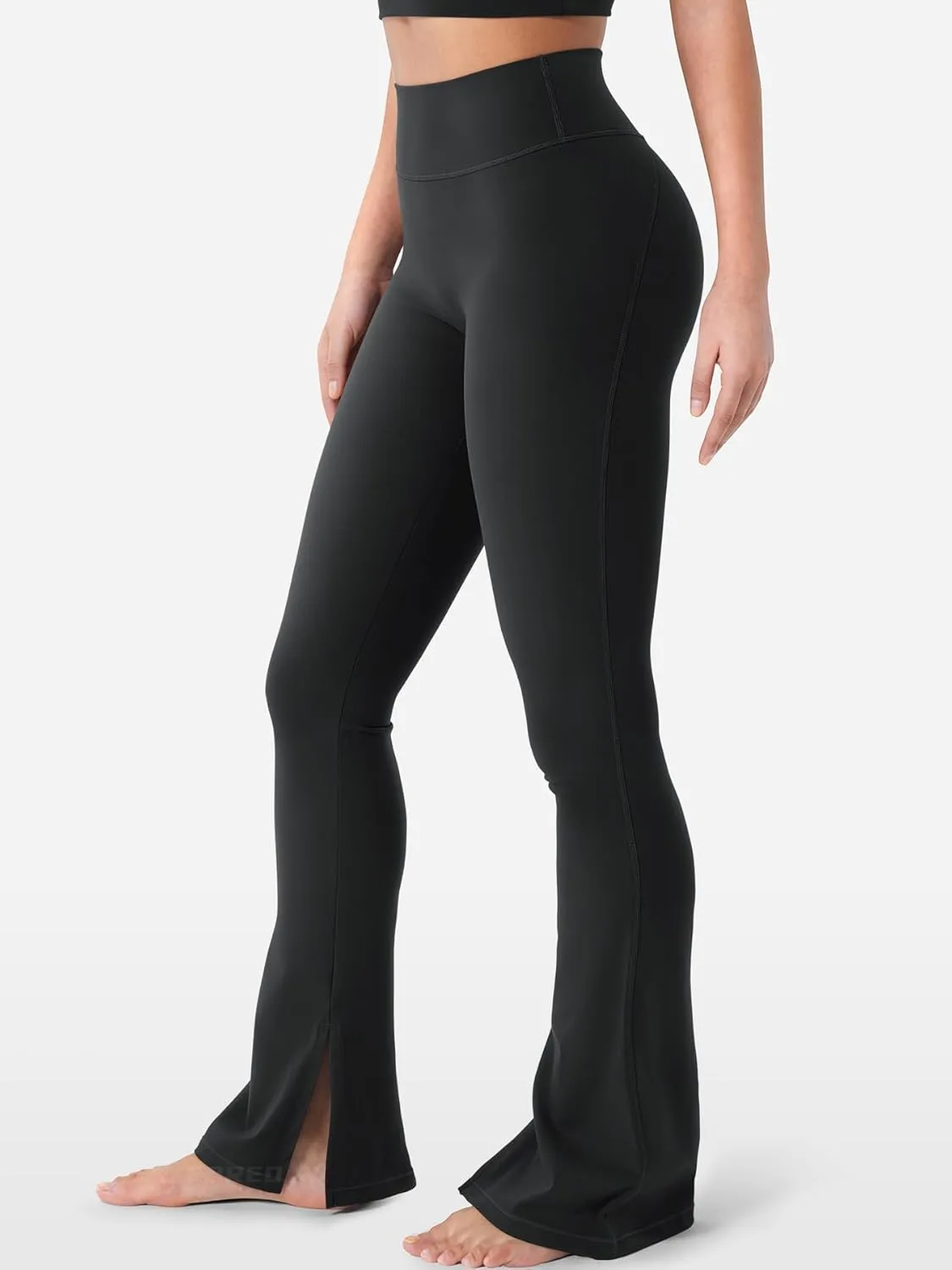 YEOREO Flare Split Hem Leggings for Women Tummy Control Workout Leggings Nasreen Hidden Scrunch Bootcut Gym Yoga Pants
