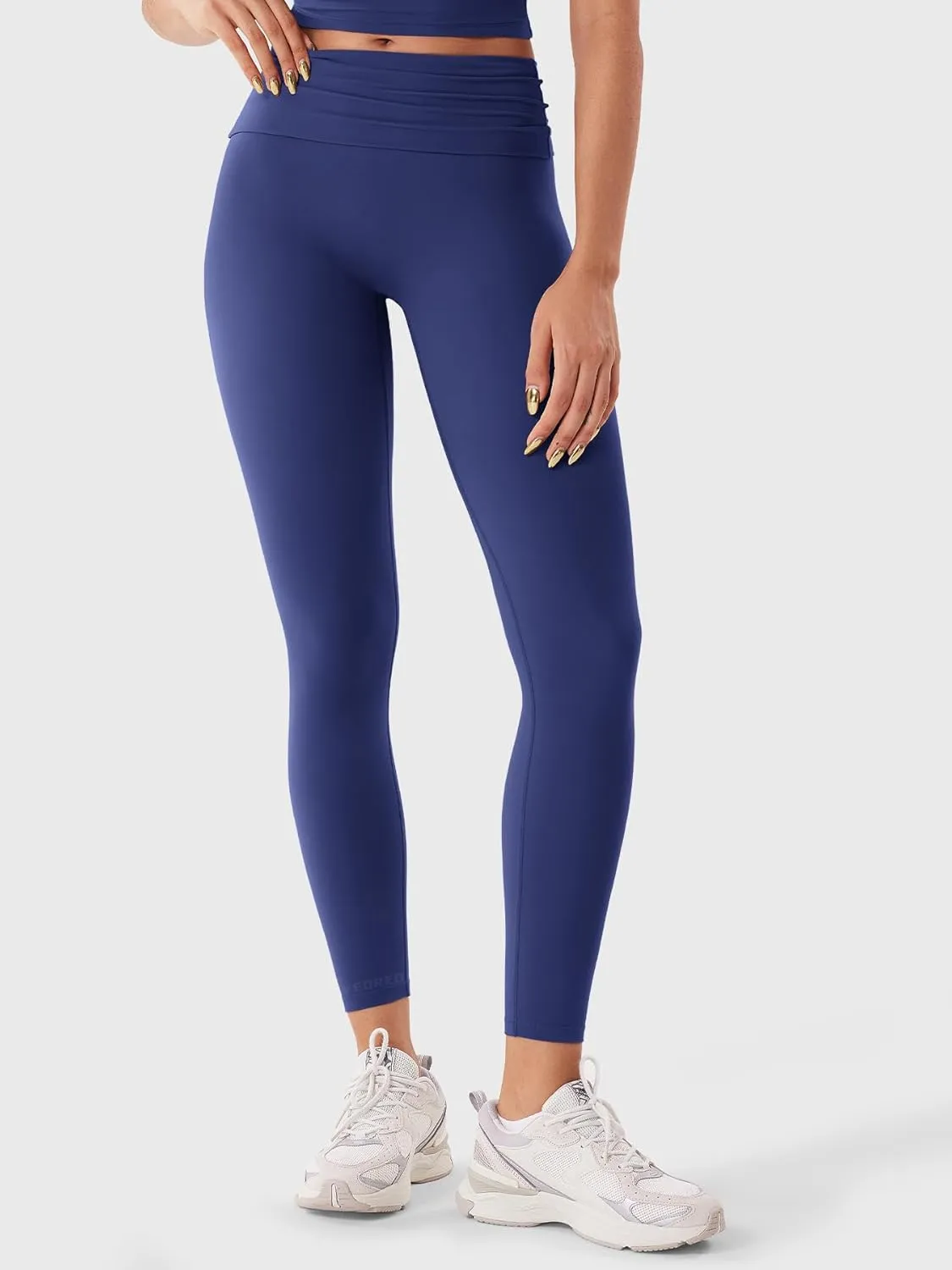 YEOREO Romola Fold Over Waist Yoga Leggings for Women Buttery Soft Hidden Scrunch Butt Lifting Workout Tights