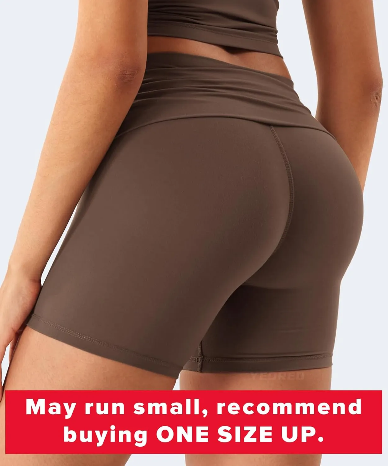 YEOREO Womens Foldover Workout Shorts High Waist 4.5" Fold Over Waist Band Romola Gym Yoga Running Shorts