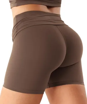 YEOREO Womens Foldover Workout Shorts High Waist 4.5" Fold Over Waist Band Romola Gym Yoga Running Shorts