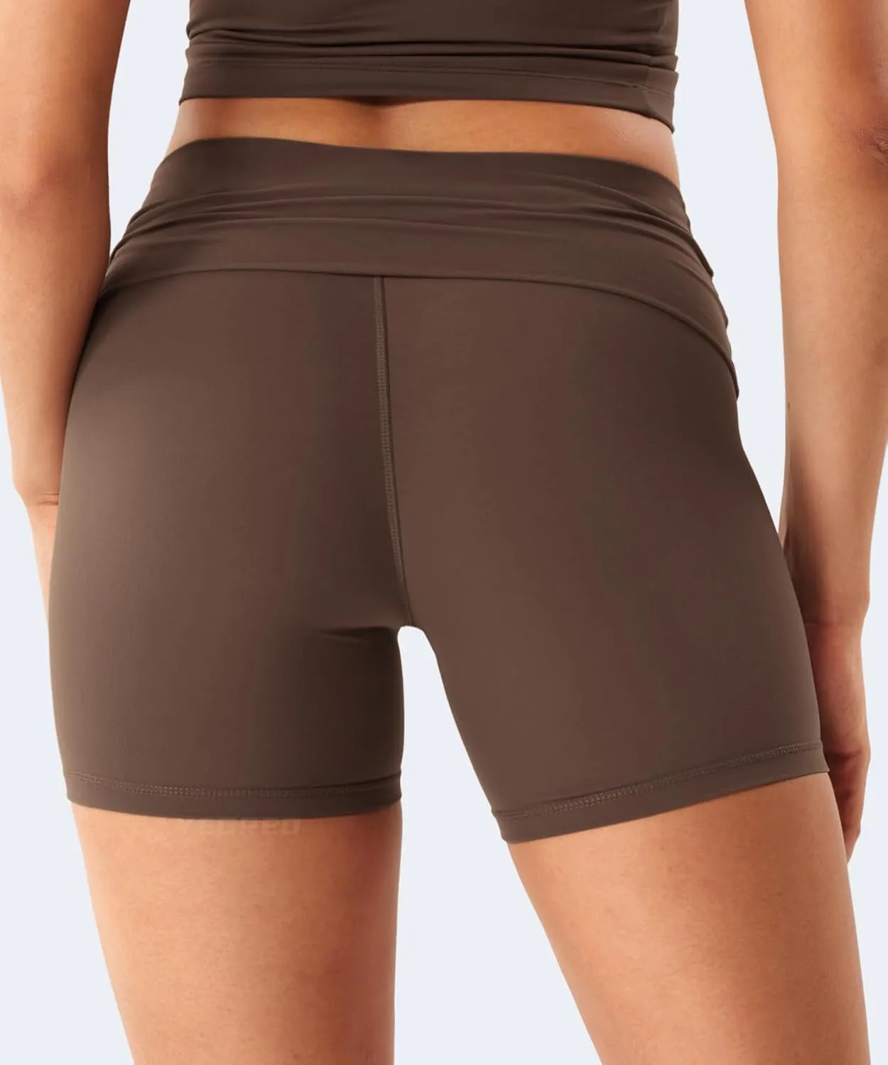 YEOREO Womens Foldover Workout Shorts High Waist 4.5" Fold Over Waist Band Romola Gym Yoga Running Shorts