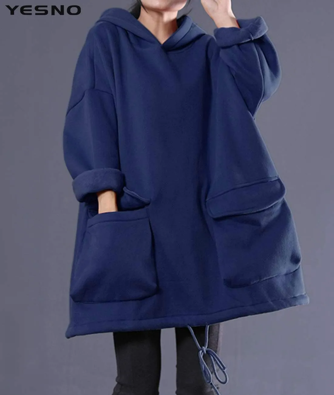 YESNO WZF Women Casual Fleece Pullover Hoodies Plus Size Active Jacket/Large Pockets
