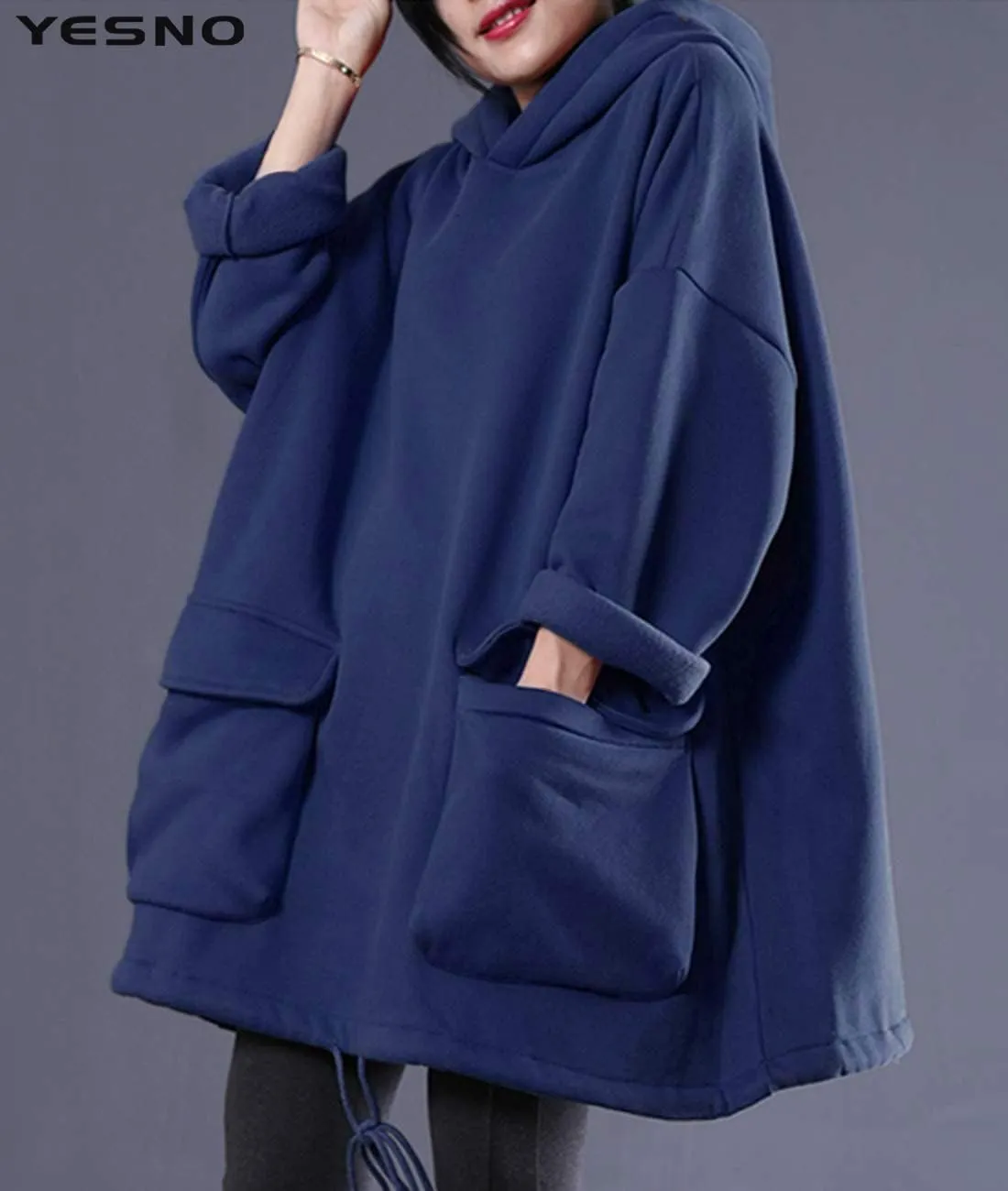 YESNO WZF Women Casual Fleece Pullover Hoodies Plus Size Active Jacket/Large Pockets