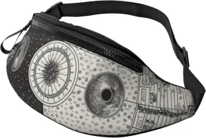 Ying Yang Diagram Printed Bumbag Waist Bag for Men Women Adjustable Belt Fanny Pack with Headphone Hole for Travel,Hiking,Sport,Cycling, Black, One Size, Hiking Backpack