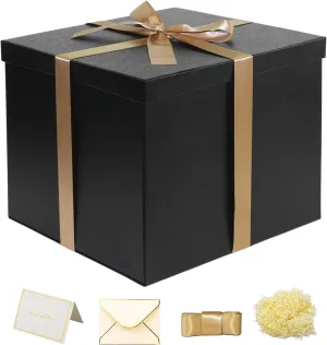 YINUOYOUJIA Large Gift Box 12x12x10 Inches,Black Gift Boxes for presents,Birthday Gift Box,Present box,for Packaging,Valentine's Day,Mother's Day,Christmas,Anniversaries.