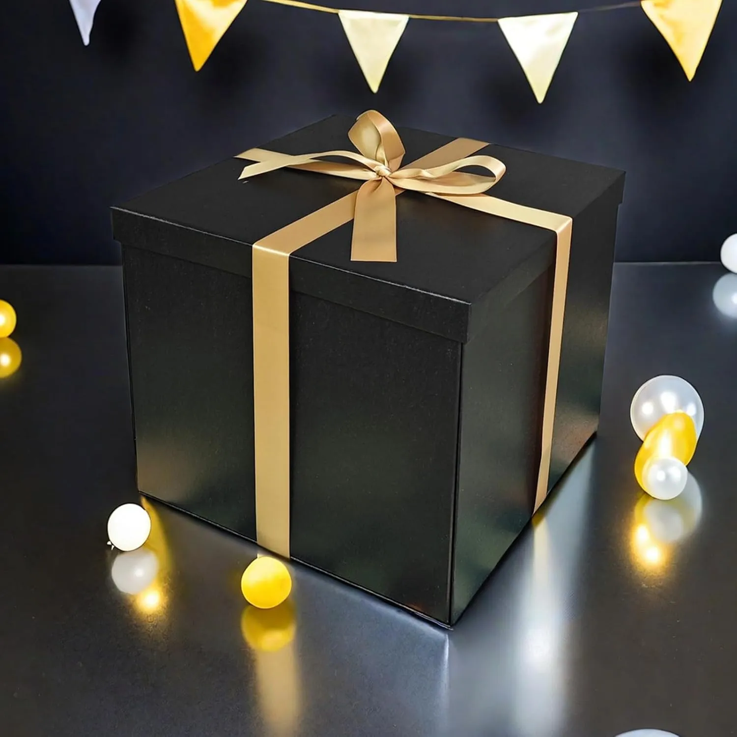 YINUOYOUJIA Large Gift Box 12x12x10 Inches,Black Gift Boxes for presents,Birthday Gift Box,Present box,for Packaging,Valentine's Day,Mother's Day,Christmas,Anniversaries.