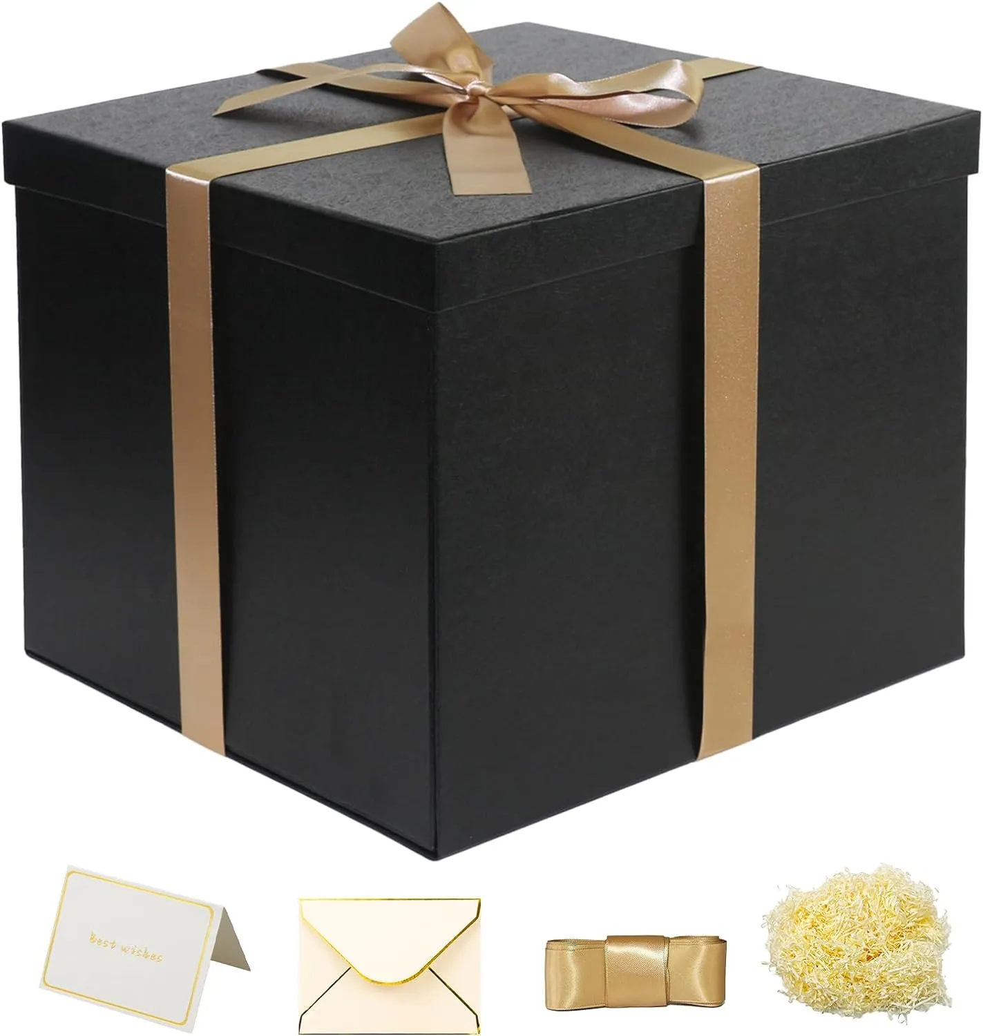 YINUOYOUJIA Large Gift Box 12x12x10 Inches,Black Gift Boxes for presents,Birthday Gift Box,Present box,for Packaging,Valentine's Day,Mother's Day,Christmas,Anniversaries.