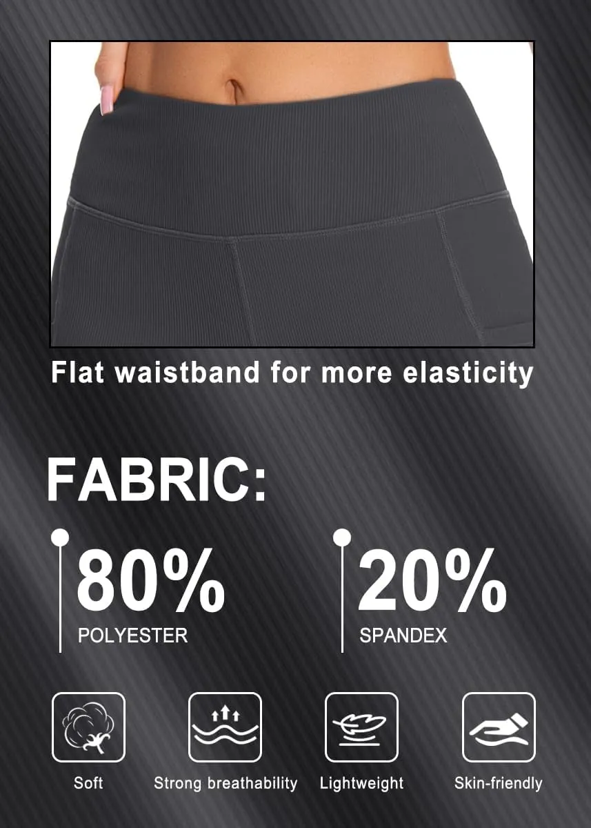 Yoga Capri Pants for Women with Pockets Essential High Workout Running Leggings 4 Way Stretch Pants