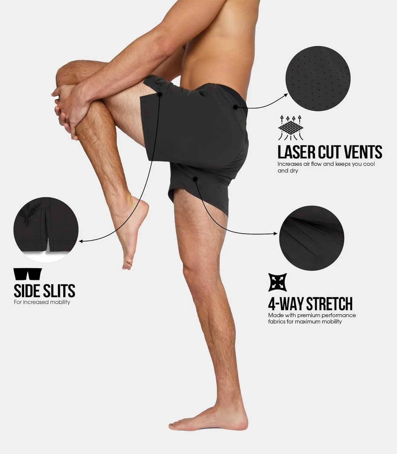 YOGA CROW 5" Men's Yoga Shorts –Mens Athletic Shorts with Zipper Pockets, Breathable Liner, Mens Running Shorts, Hot Yoga