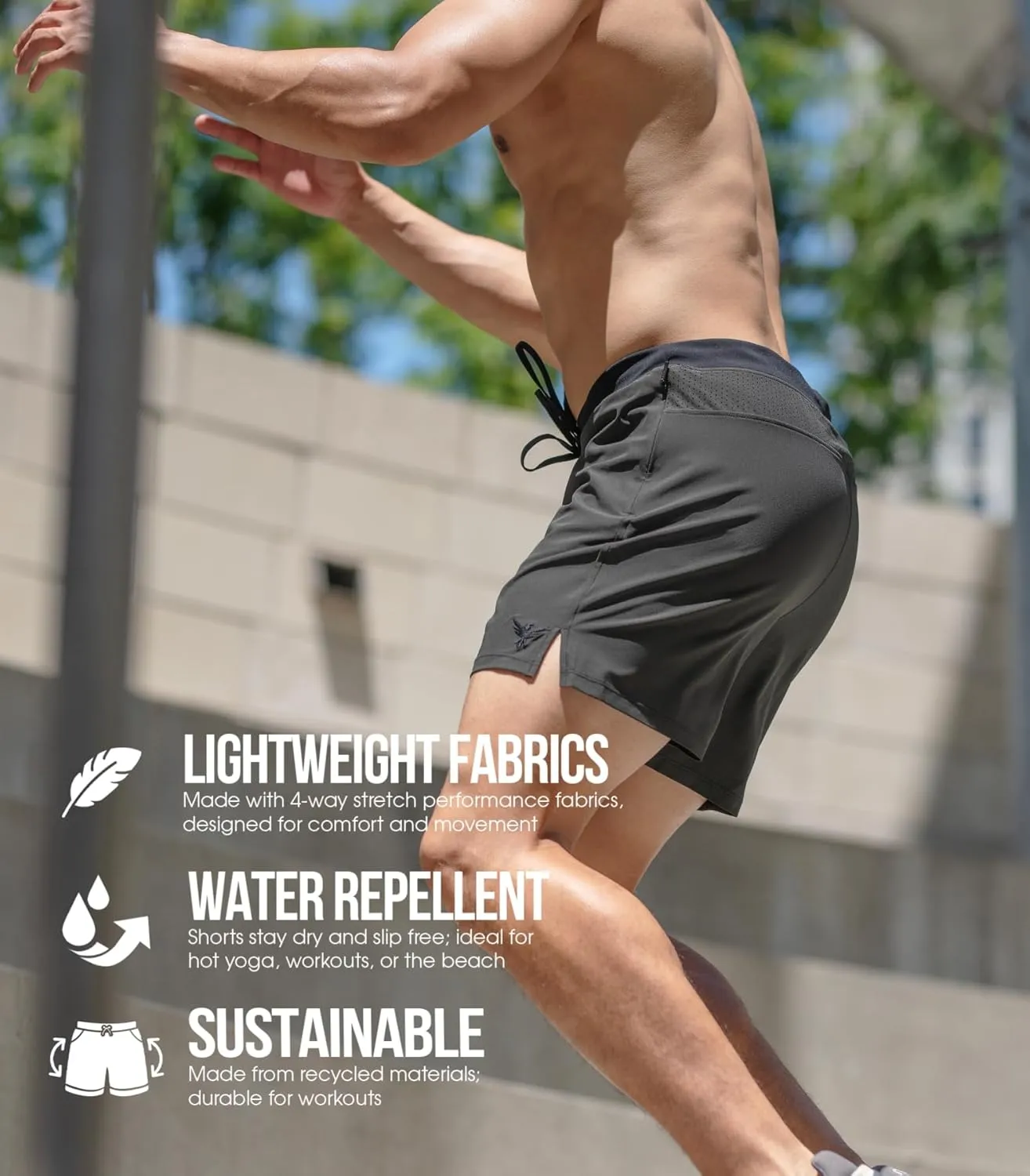 YOGA CROW 5" Men's Yoga Shorts –Mens Athletic Shorts with Zipper Pockets, Breathable Liner, Mens Running Shorts, Hot Yoga