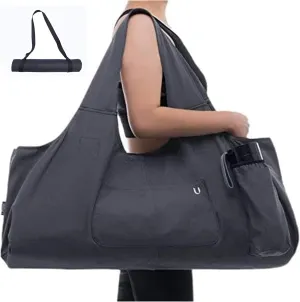 Yoga Mat Bag Large Yoga Mat Tote Sling Carrier with 4 Pockets Fits All Size Mats With Multi-Functional Storage Pockets Light And Durable（With Yoga Mat Carrying Strap）