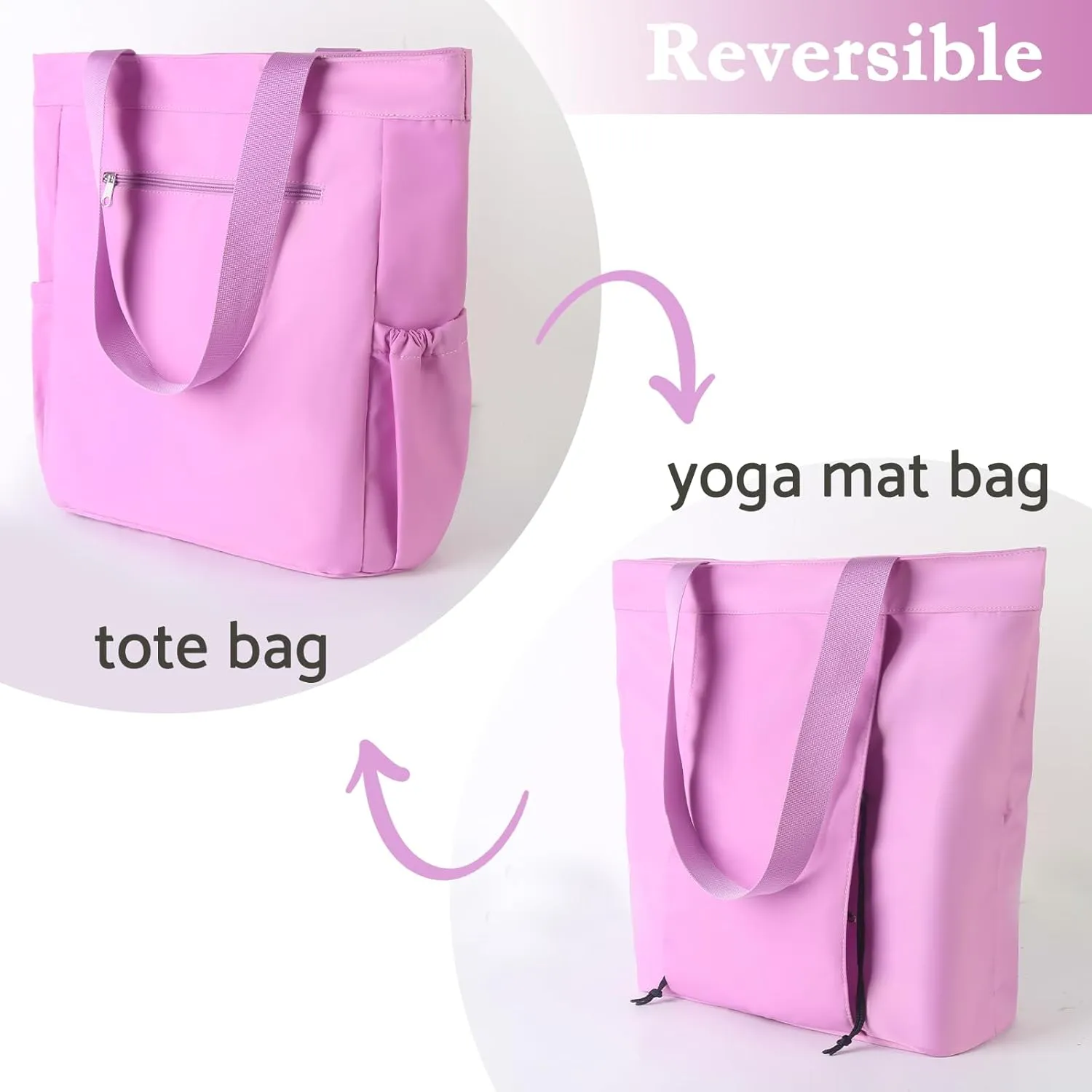 Yoga Mat Bag Yoga Bag with Yoga Mat Carrier Carryall Shoulder Bag Reversible Tote Bag for Pilates,Office, Travel, Workout,Beach and Gym
