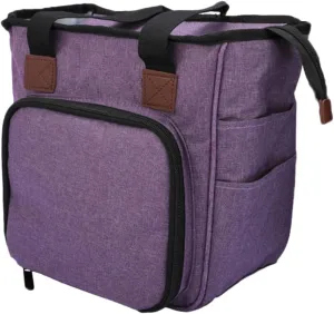 YOSADIER Fashion Woolen Yarn Storage Bag Kit Purple Shoulder Organizer for Home Finishing Multi Compartment Cloth Tote for Knitting and Crochet Accessories