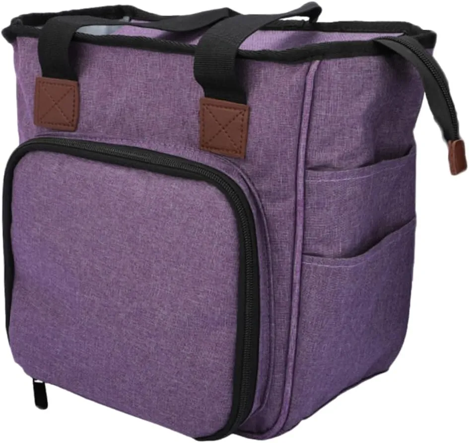 YOSADIER Fashion Woolen Yarn Storage Bag Kit Purple Shoulder Organizer for Home Finishing Multi Compartment Cloth Tote for Knitting and Crochet Accessories