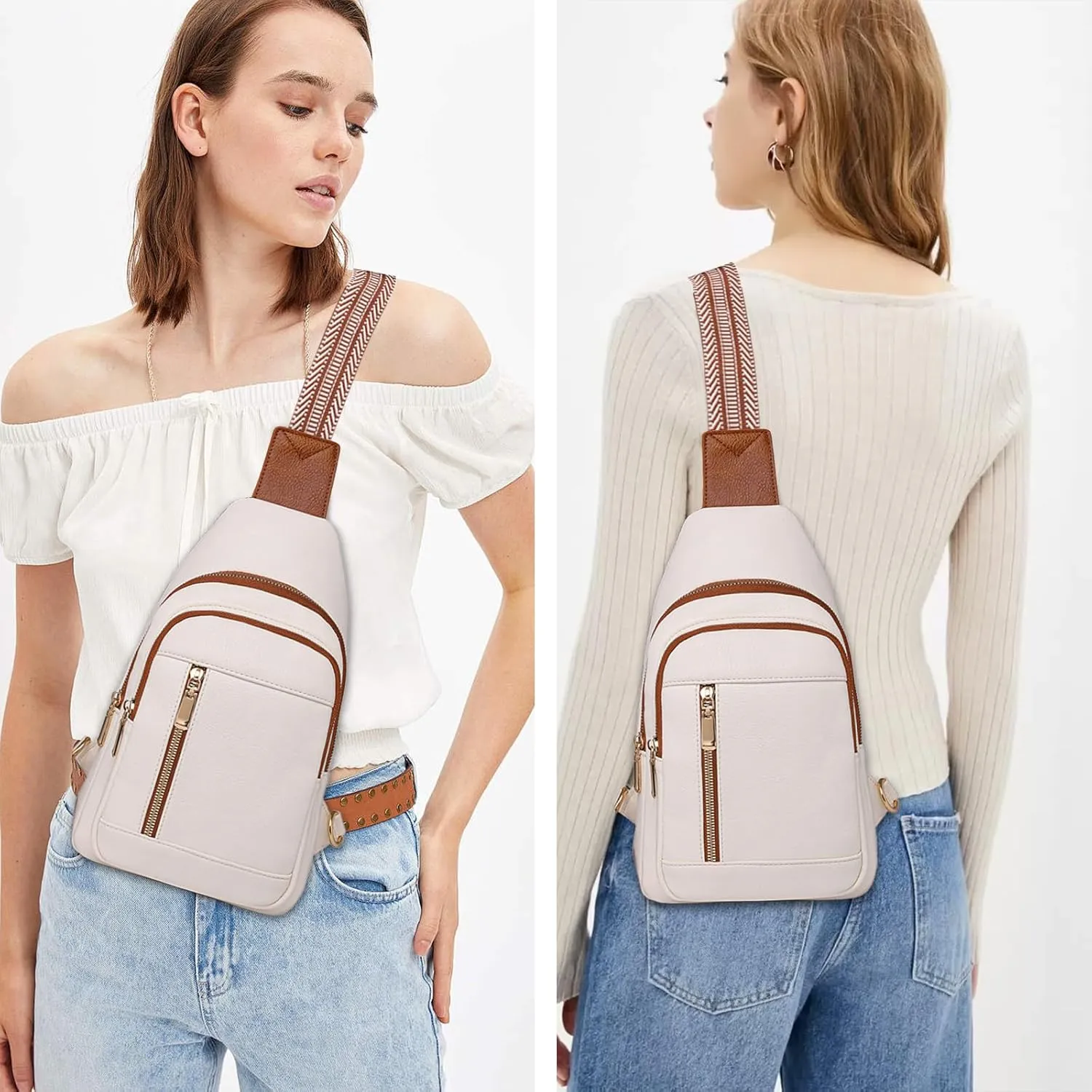 YYW Crossbody Bag for Women Sling Bag Leather Cross Body Chest Purse Handbag