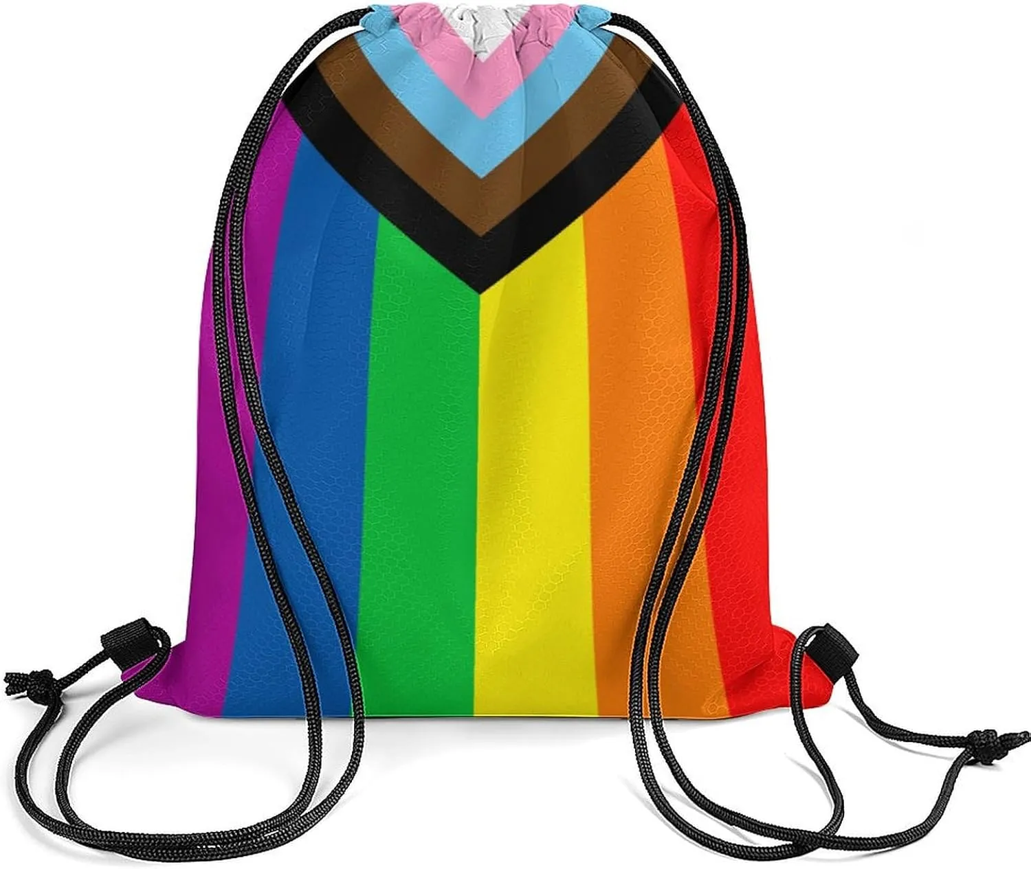 Zakqeik Progress Pride Flag Drawstring Backpack Bags Gym String Bag Cute