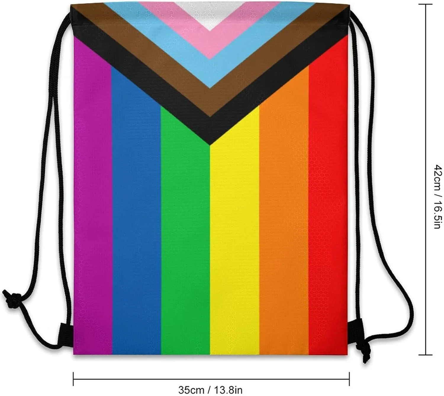 Zakqeik Progress Pride Flag Drawstring Backpack Bags Gym String Bag Cute