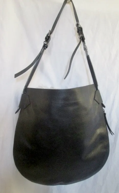 ZARA BASIC COLLECTION leather hobo satchel shoulder sling bag BLACK M