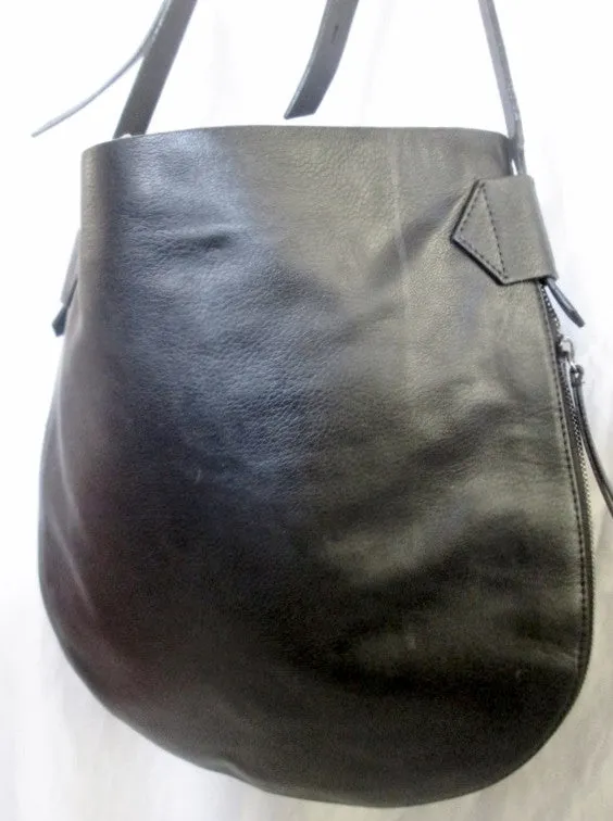 ZARA BASIC COLLECTION leather hobo satchel shoulder sling bag BLACK M