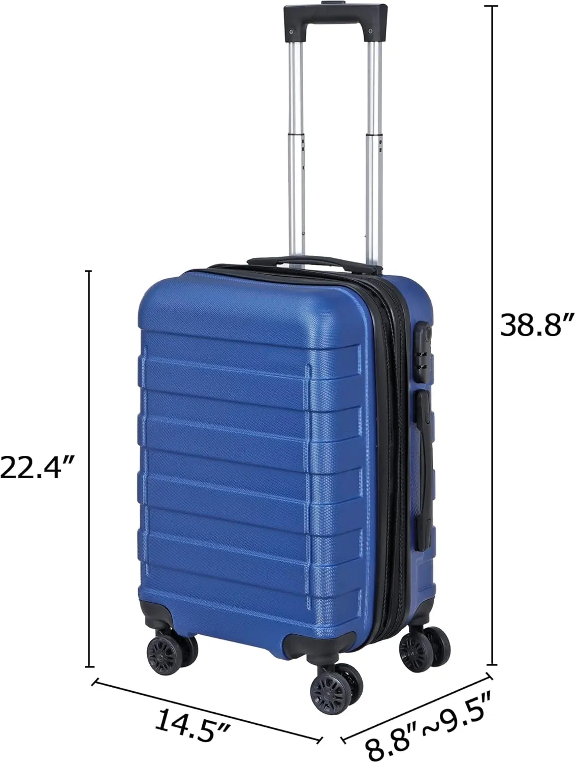 ZenStyle Hardside Expandable Luggage with Spinner Wheels, 21 Inch Carry On Luggage Airline Approved, Lightweight Travel Suitcase with Height Adjustable Handle (Navy)