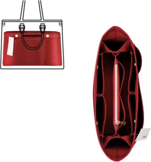 ZTUJO Purse Organizer Insert For Handbags, Silky Bag Organizer With 2 Zippers For Speedy Neverful Tote and More (Red, Medium)